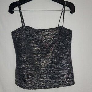Pre-Loved White Moon Tank Top Size Large Stretchy Black and Silver